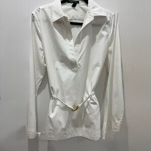 Ralph Lauren White Belted Long Sleeve Tunic